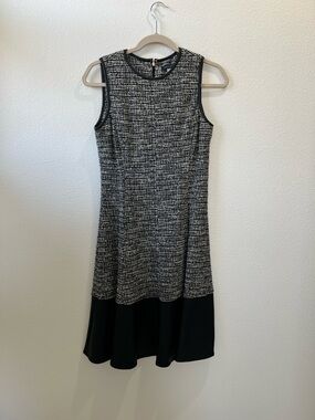 Tommy Hilfiger Black & White Tweed Midi Dress
